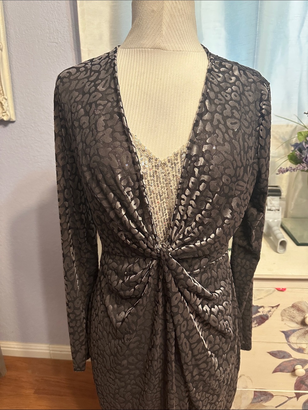 Silver Grey Velvet Burnout